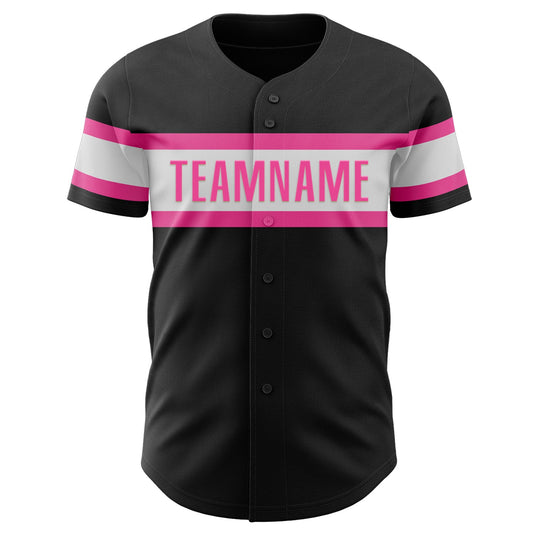 Custom Black White-Pink Authentic Baseball Jersey - Sky-Custom