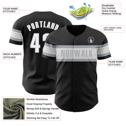 Custom Black White-Gray Authentic Baseball Jersey - Sky-Custom