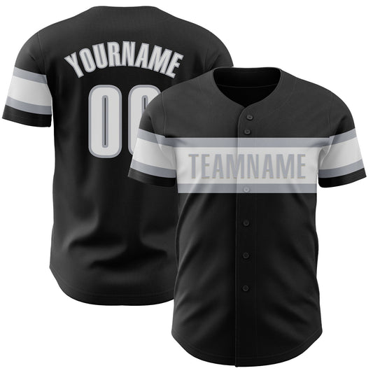 Custom Black White-Gray Authentic Baseball Jersey - Sky-Custom