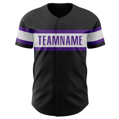 Custom Black White-Purple Authentic Baseball Jersey - Sky-Custom