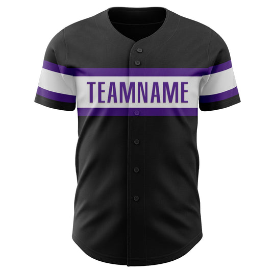 Custom Black White-Purple Authentic Baseball Jersey - Sky-Custom