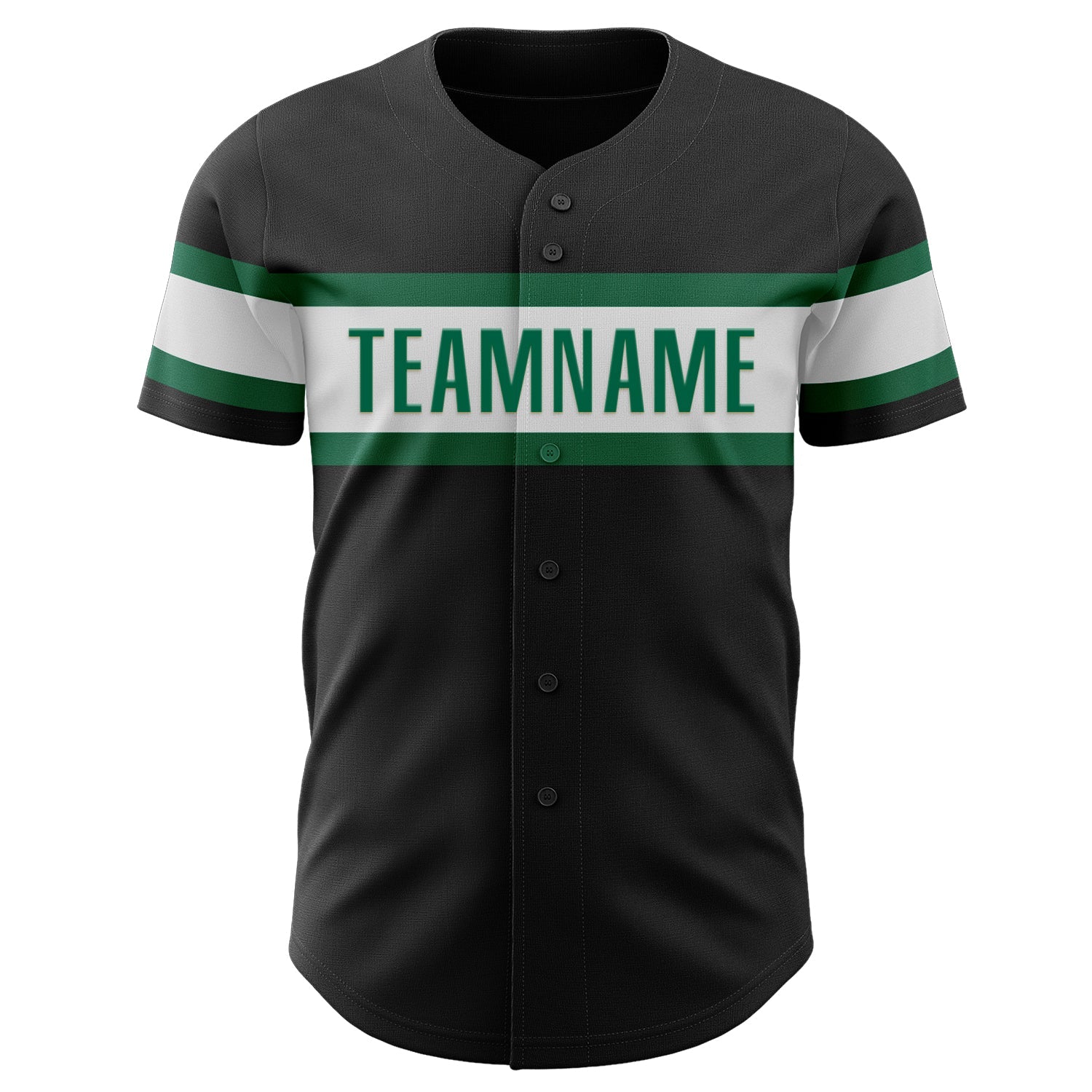 Custom Black White-Kelly Green Authentic Baseball Jersey - Sky-Custom