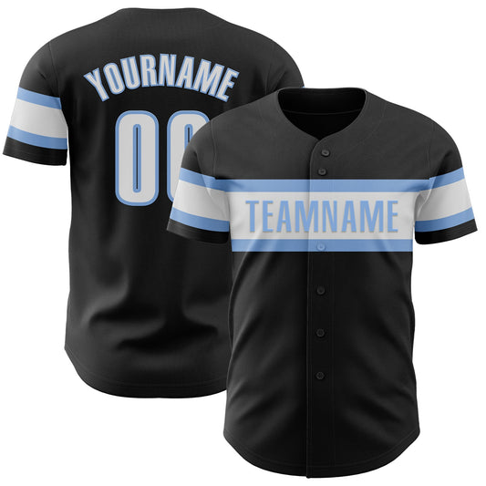 Custom Black White-Light Blue Authentic Baseball Jersey - Sky-Custom