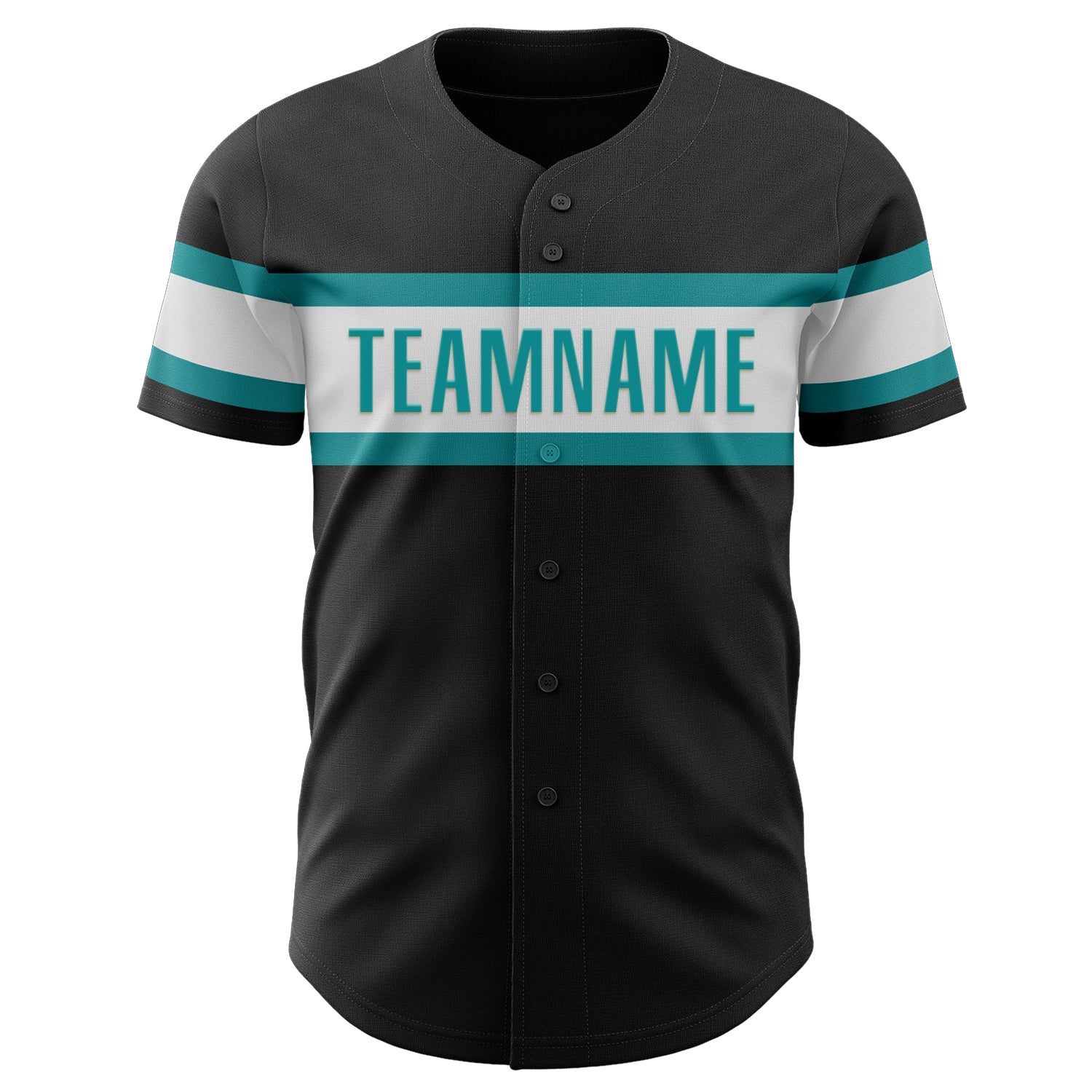 Custom Black White-Teal Authentic Baseball Jersey - Sky-Custom