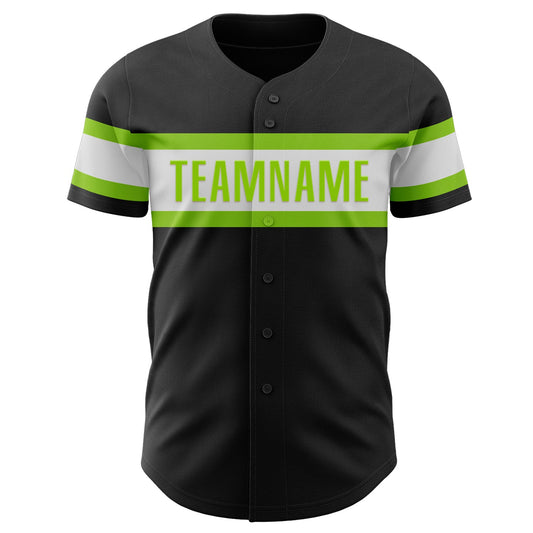 Custom Black White-Neon Green Authentic Baseball Jersey - Sky-Custom