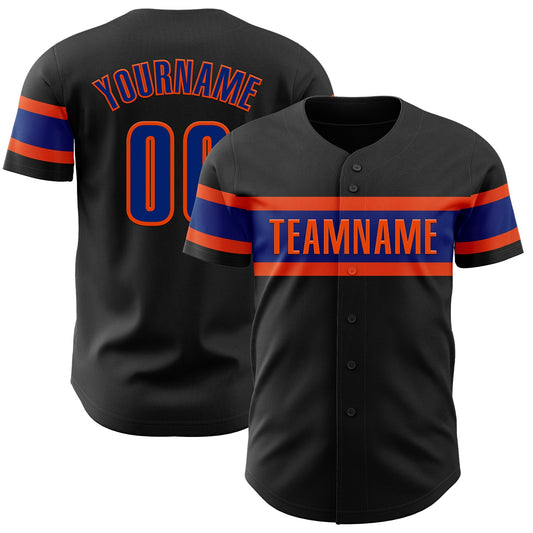 Custom Black Royal-Orange Authentic Baseball Jersey - Sky-Custom