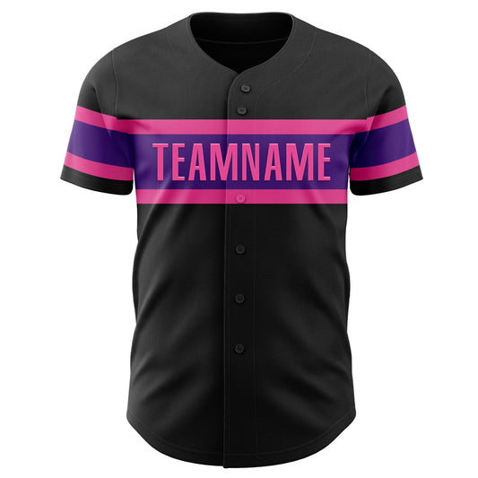 Custom Black Purple-Pink Authentic Baseball Jersey - Sky-Custom