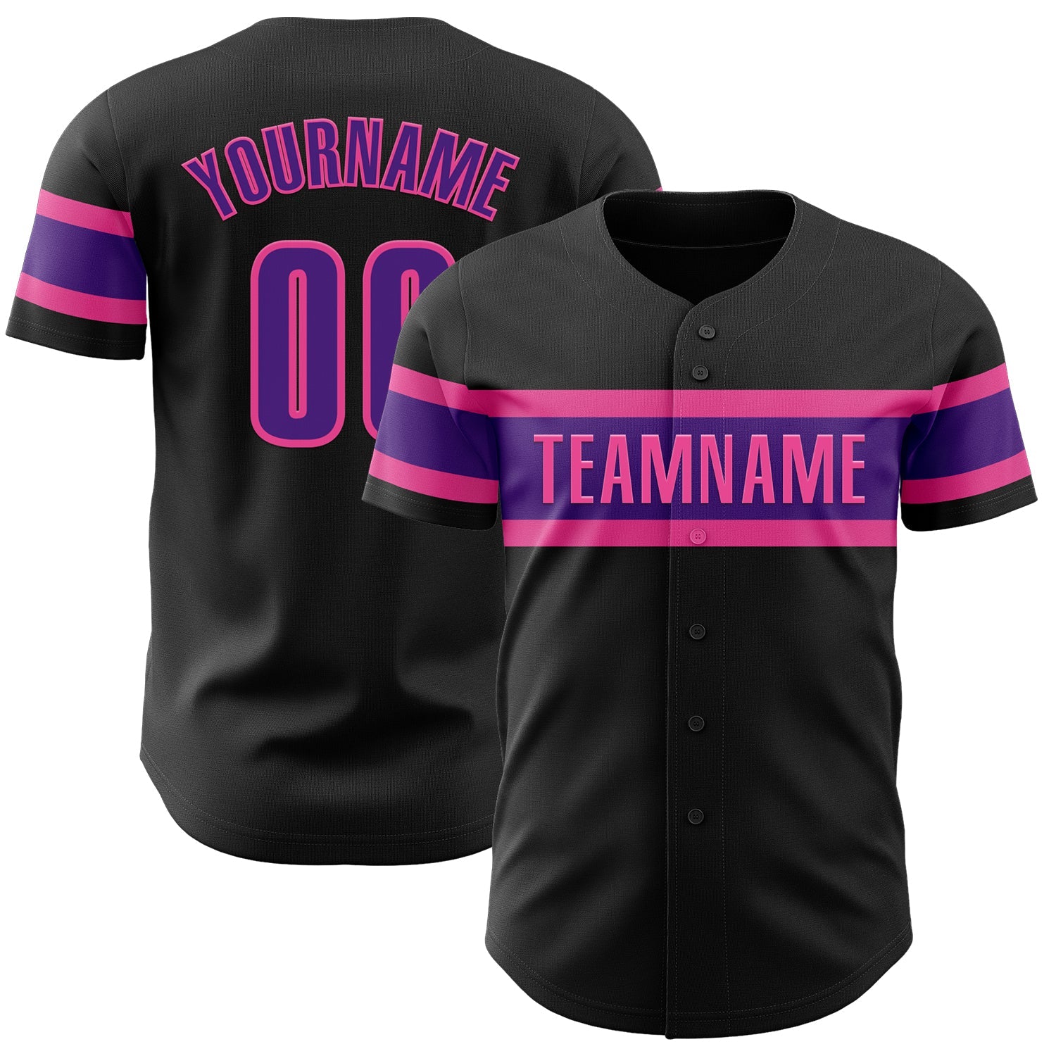 Custom Black Purple-Pink Authentic Baseball Jersey - Sky-Custom