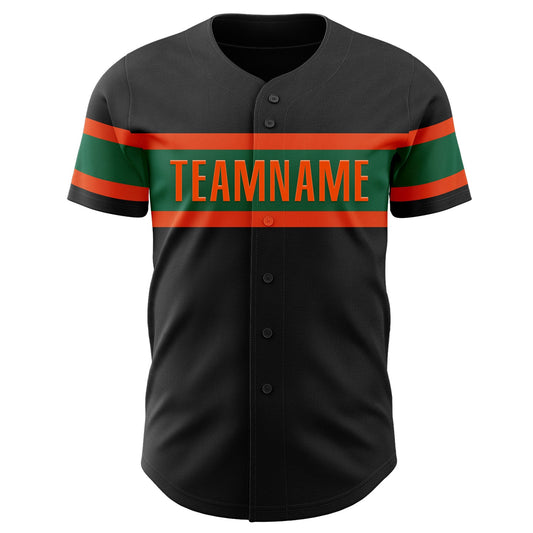 Custom Black Kelly Green-Orange Authentic Baseball Jersey - Sky-Custom