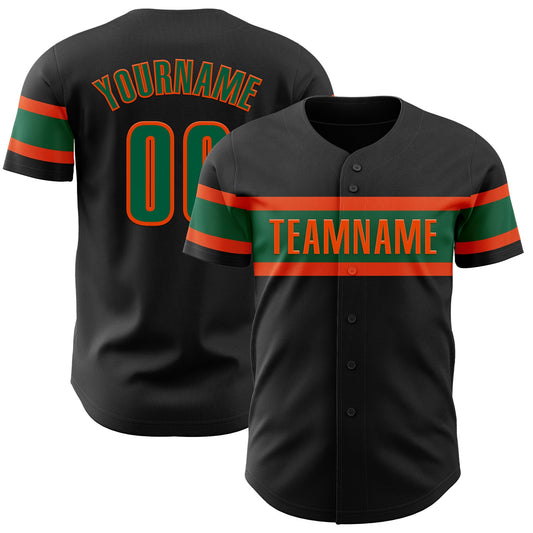 Custom Black Kelly Green-Orange Authentic Baseball Jersey - Sky-Custom