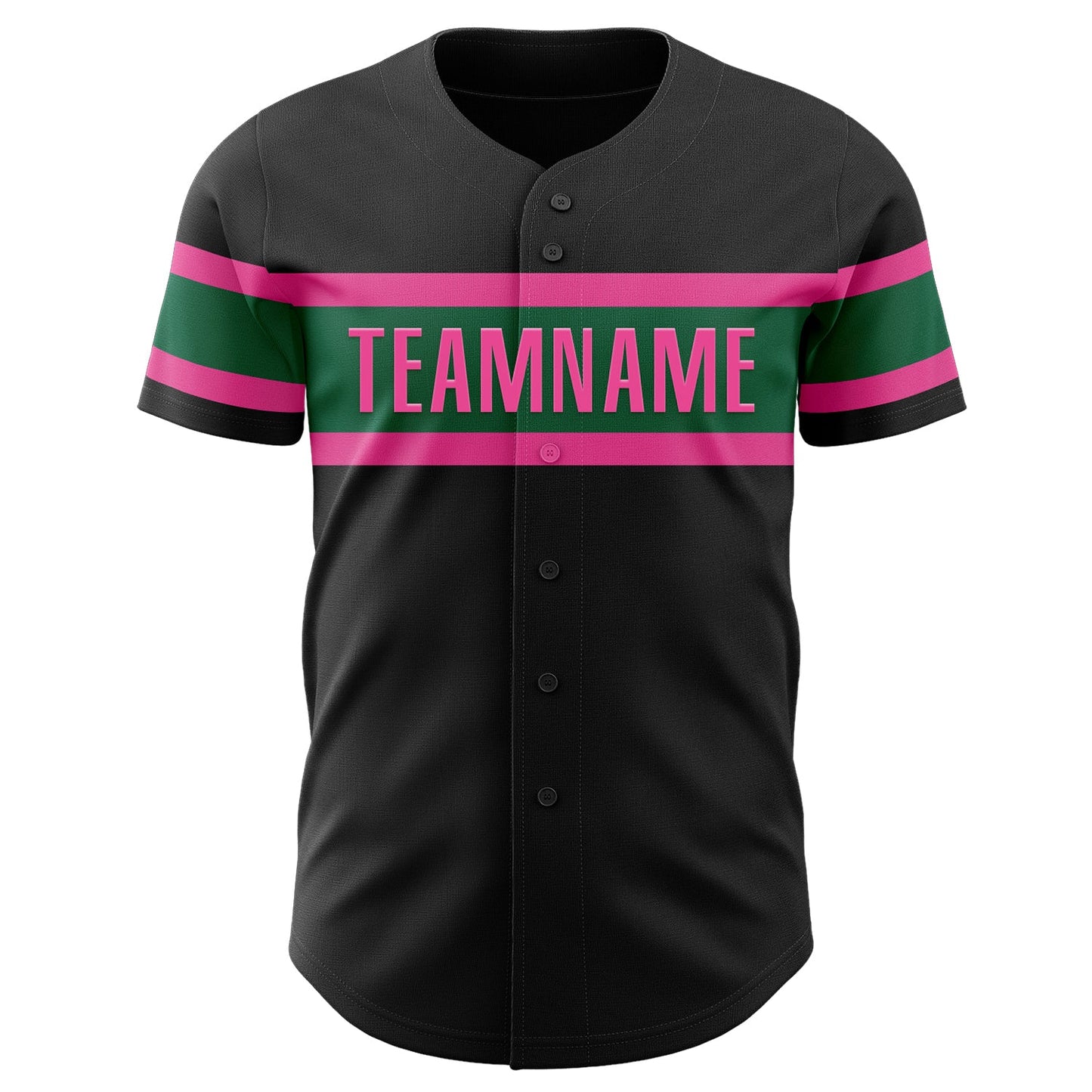 Custom Black Kelly Green-Pink Authentic Baseball Jersey - Sky-Custom