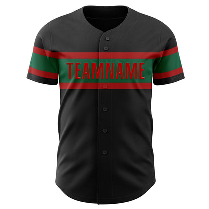 Custom Black Kelly Green-Red Authentic Baseball Jersey - Sky-Custom