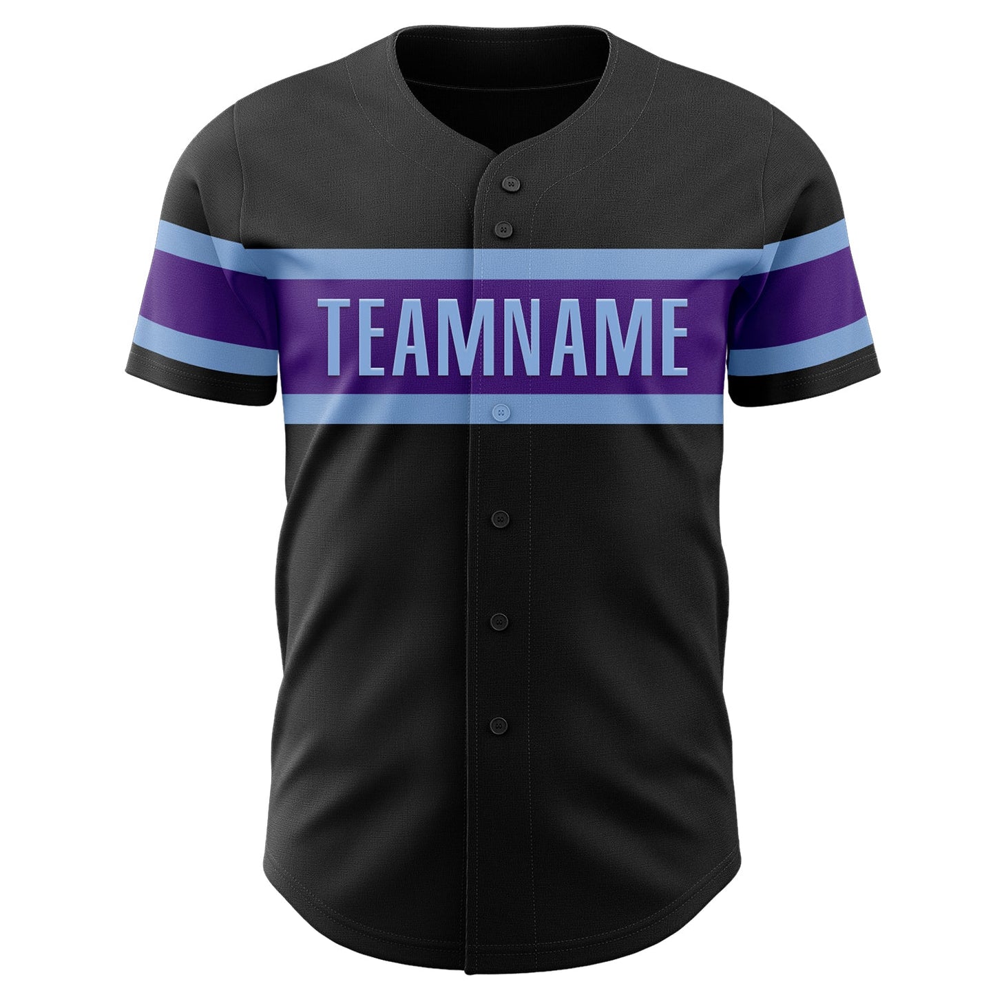 Custom Black Purple-Light Blue Authentic Baseball Jersey - Sky-Custom