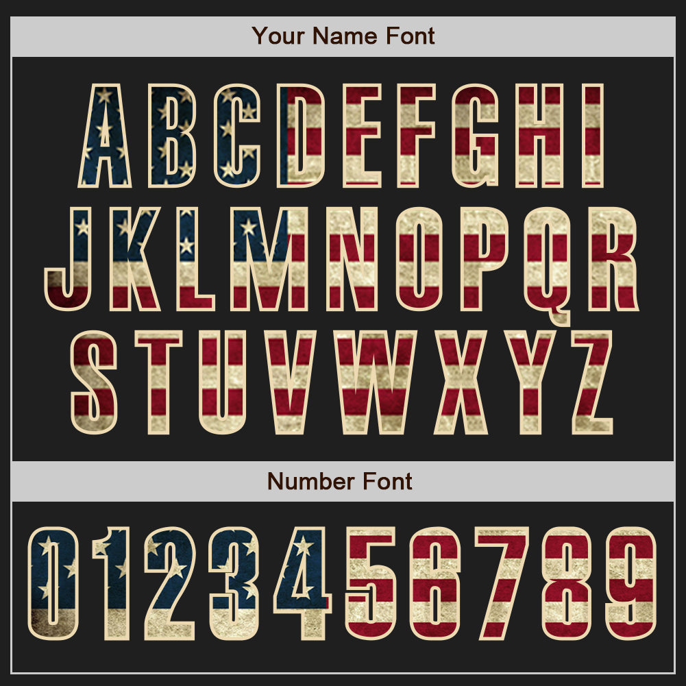 Custom Black Vintage USA Flag Cream-Crimson Authentic Baseball Jersey - Sky-Custom