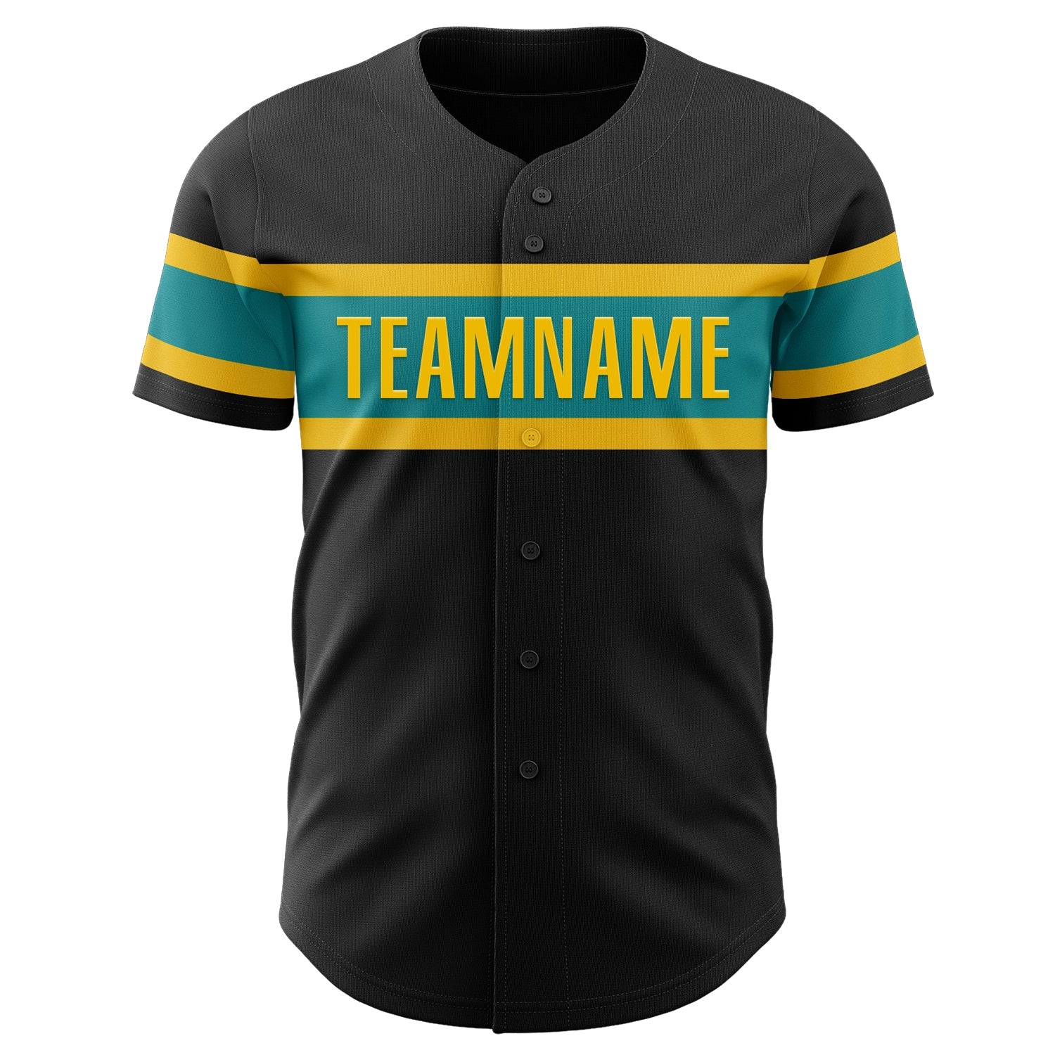 Custom Black Teal-Yellow Authentic Baseball Jersey - Sky-Custom