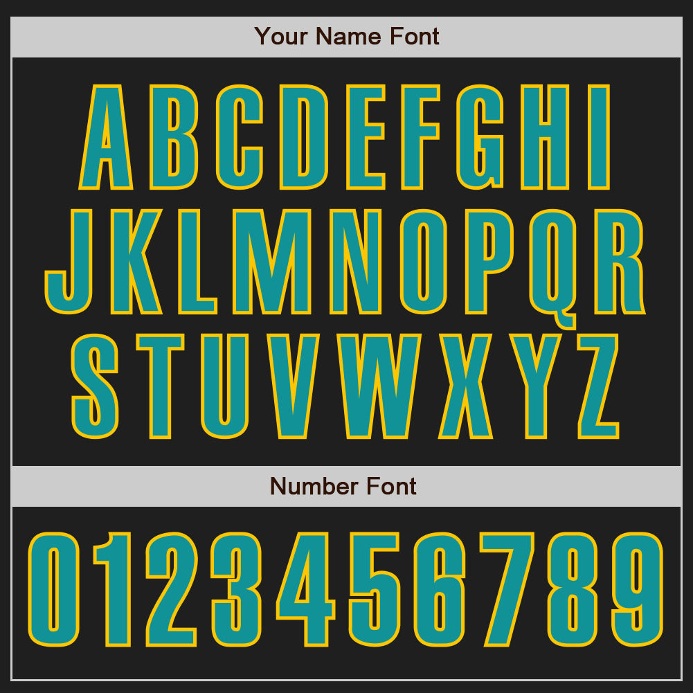 Custom Black Teal-Yellow Authentic Baseball Jersey - Sky-Custom
