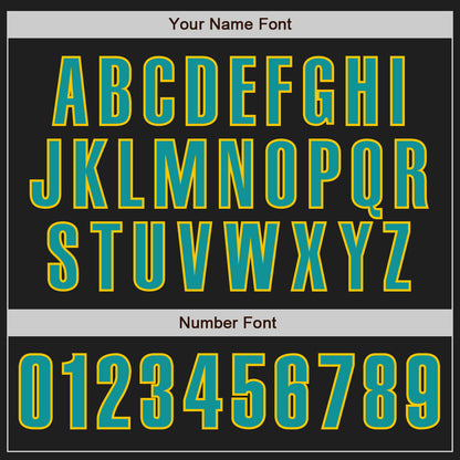 Custom Black Teal-Yellow Authentic Baseball Jersey - Sky-Custom