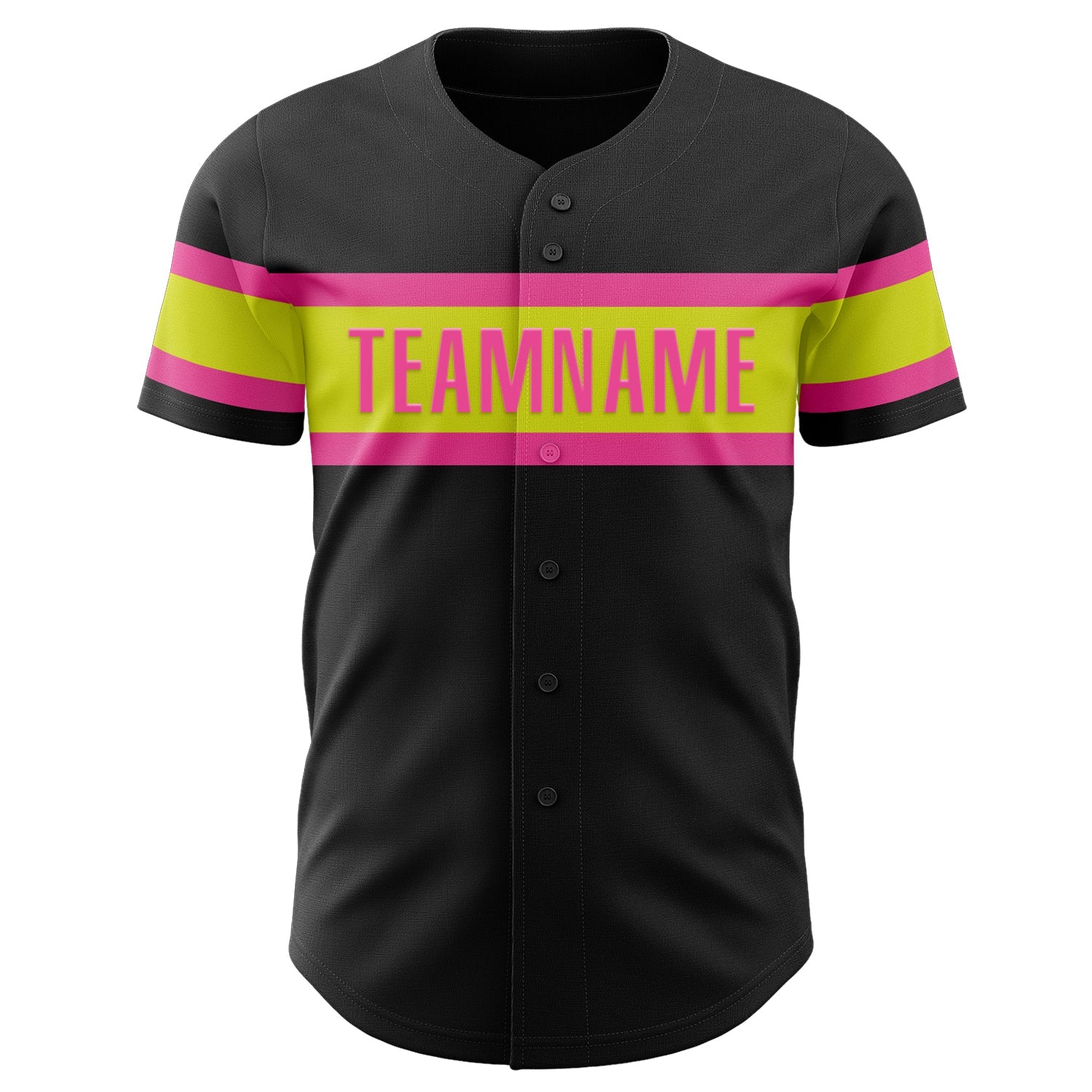 Custom Black Neon Yellow-Pink Authentic Baseball Jersey - Sky-Custom