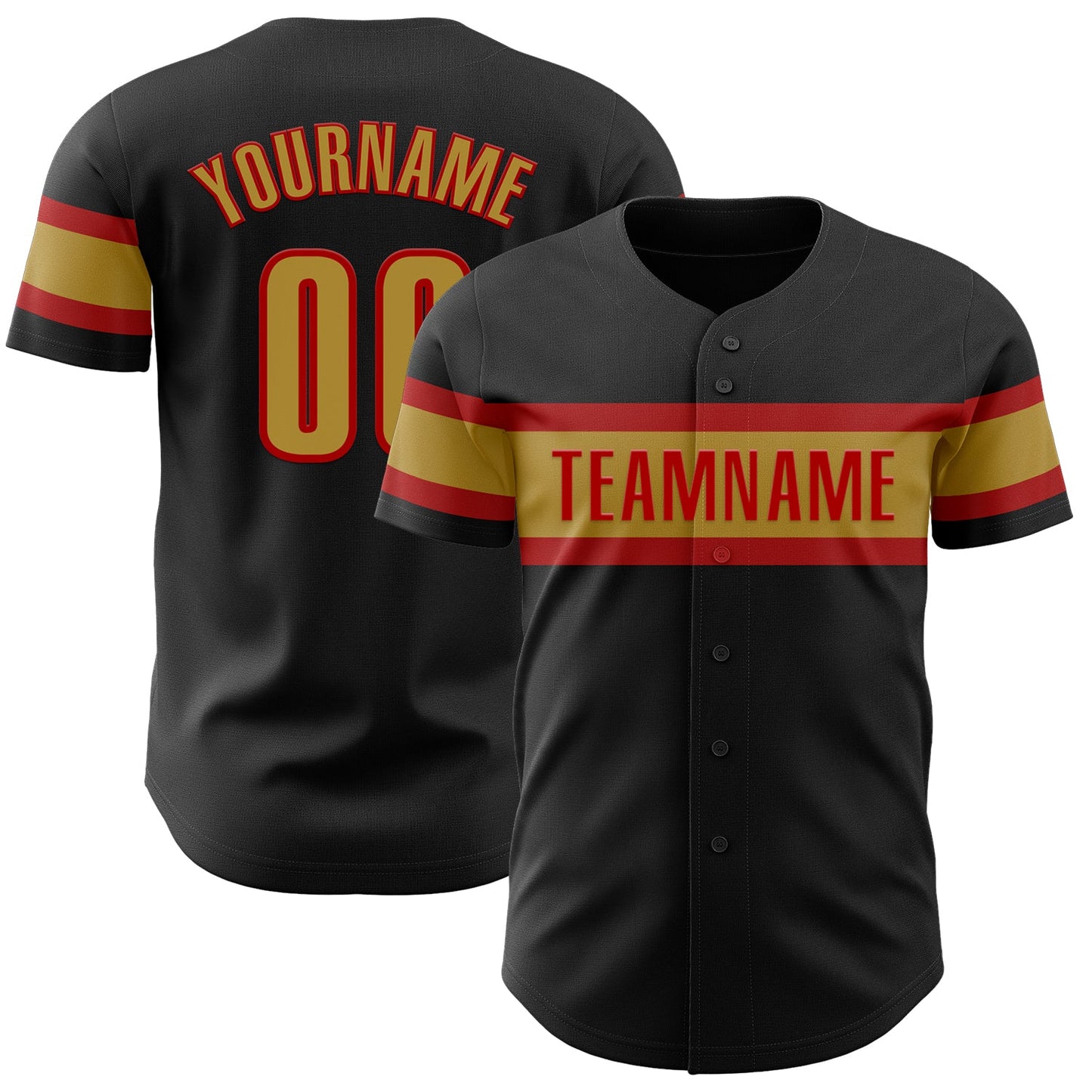 Custom Black Old Gold-Red Authentic Baseball Jersey - Sky-Custom