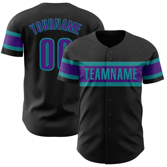 Custom Black Purple-Teal Authentic Baseball Jersey - Sky-Custom