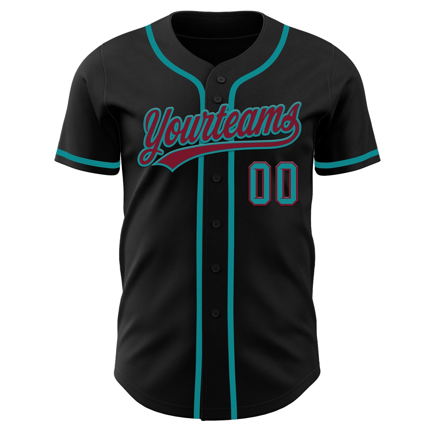 Custom Black Crimson-Teal Authentic Baseball Jersey - Sky-Custom