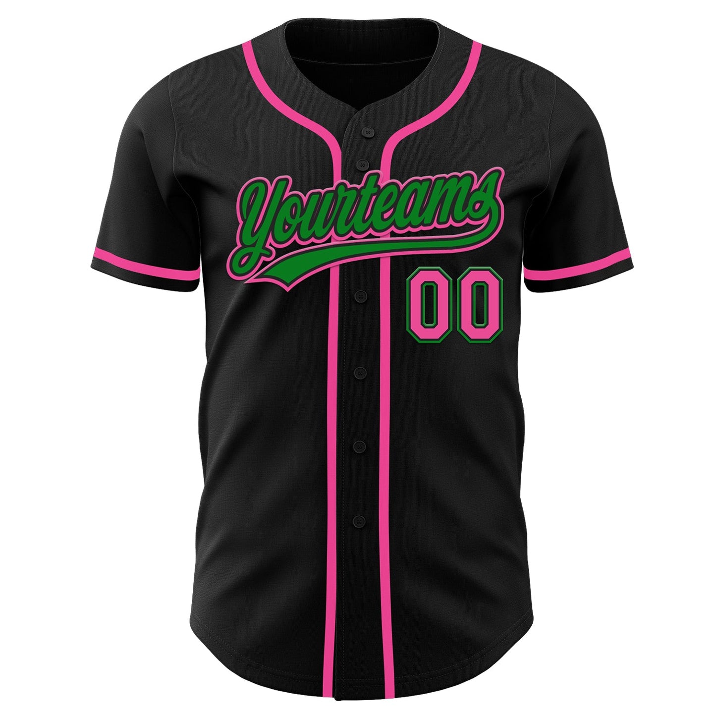 Custom Black Pink-Grass Green Authentic Baseball Jersey - Sky-Custom