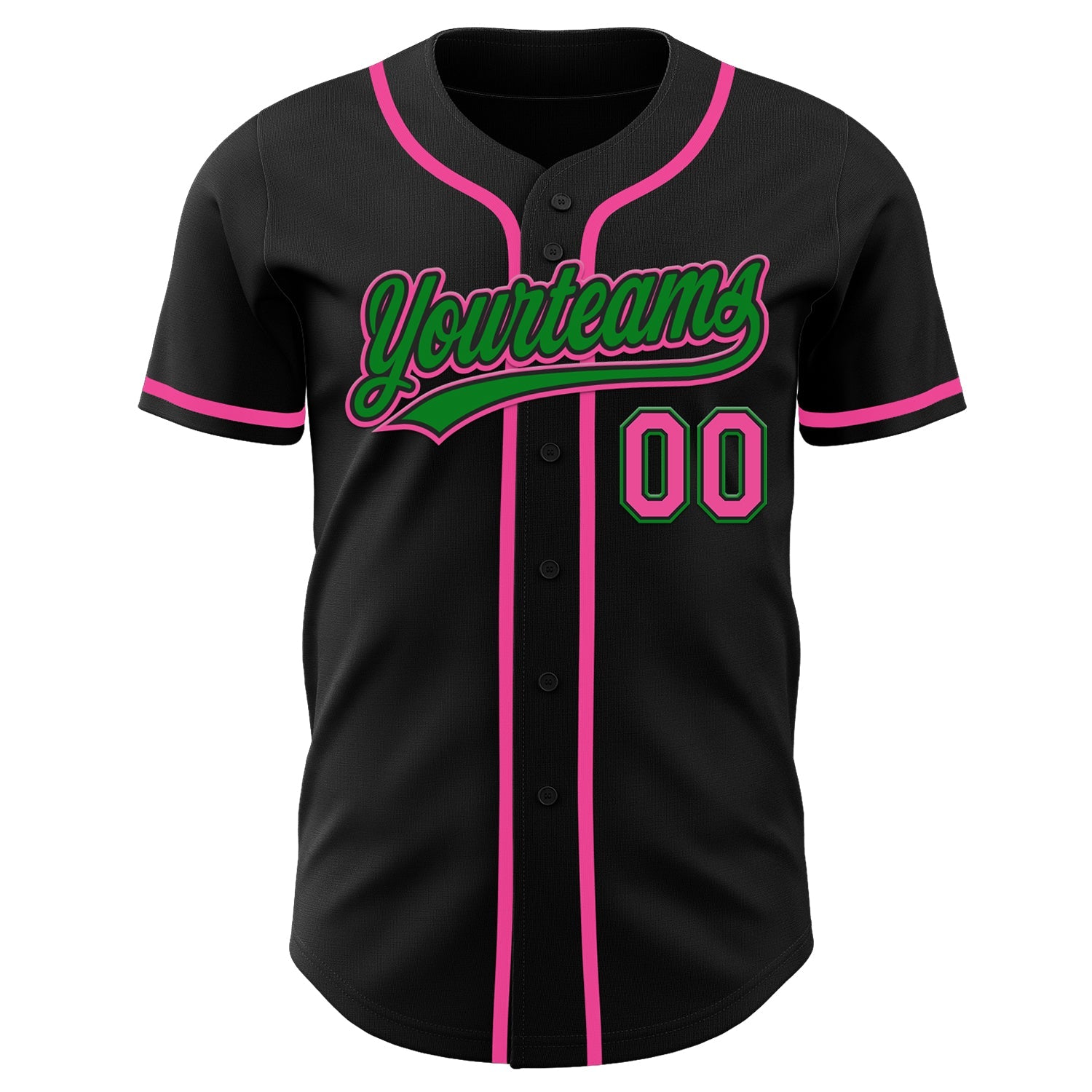 Custom Black Pink-Grass Green Authentic Baseball Jersey - Sky-Custom