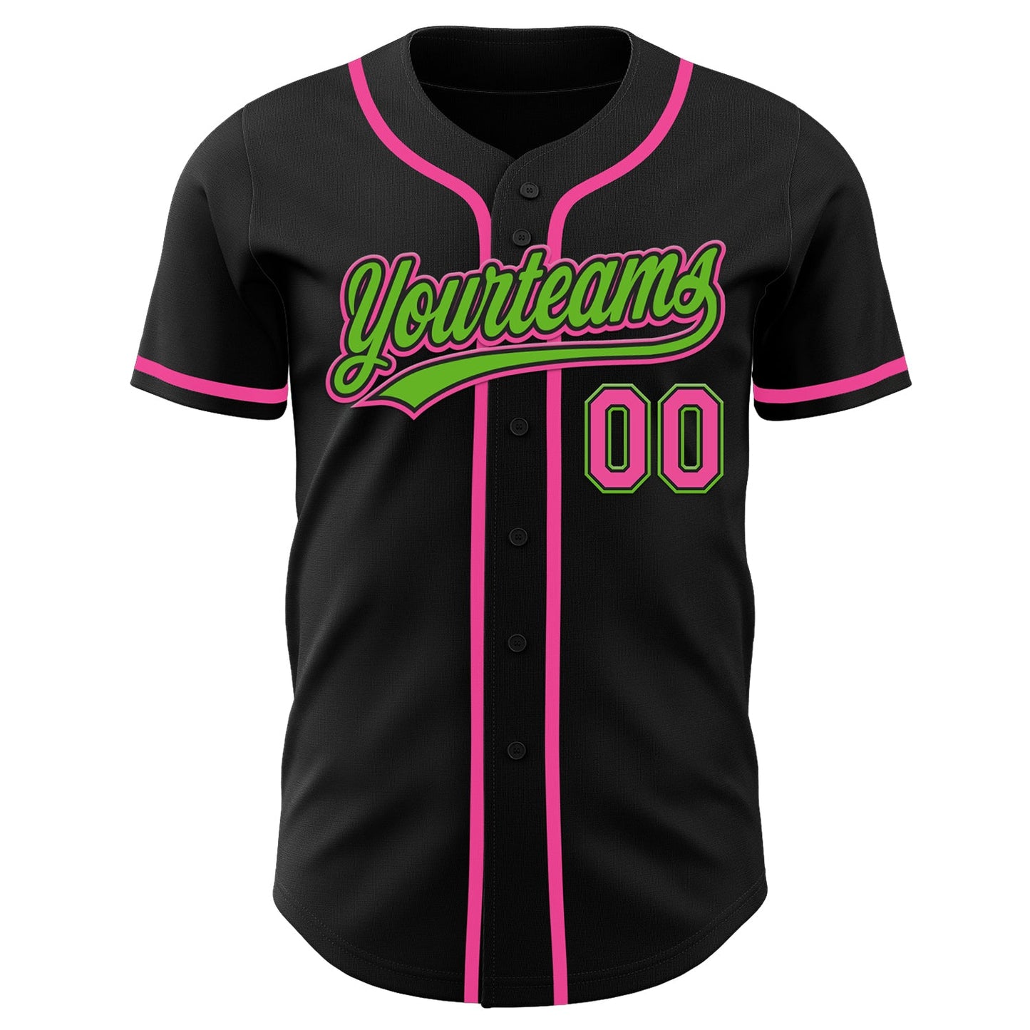 Custom Black Pink-Aurora Green Authentic Baseball Jersey - Sky-Custom