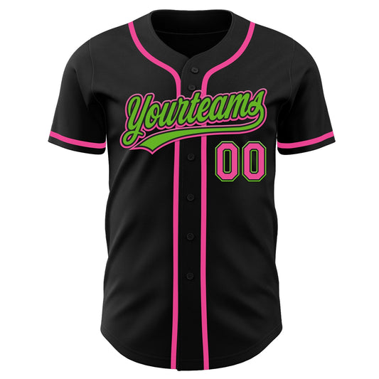 Custom Black Pink-Aurora Green Authentic Baseball Jersey - Sky-Custom