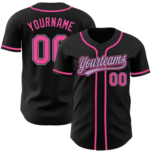 Custom Black Pink-Light Purple Authentic Baseball Jersey - Sky-Custom