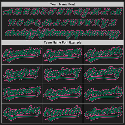 Custom Black Pink-Kelly Green Authentic Baseball Jersey - Sky-Custom