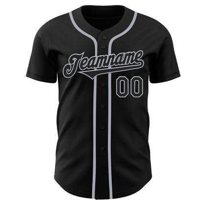 Custom Black Gray Authentic Baseball Jersey - Sky-Custom