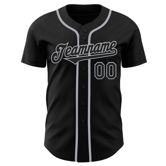 Custom Black Gray Authentic Baseball Jersey - Sky-Custom