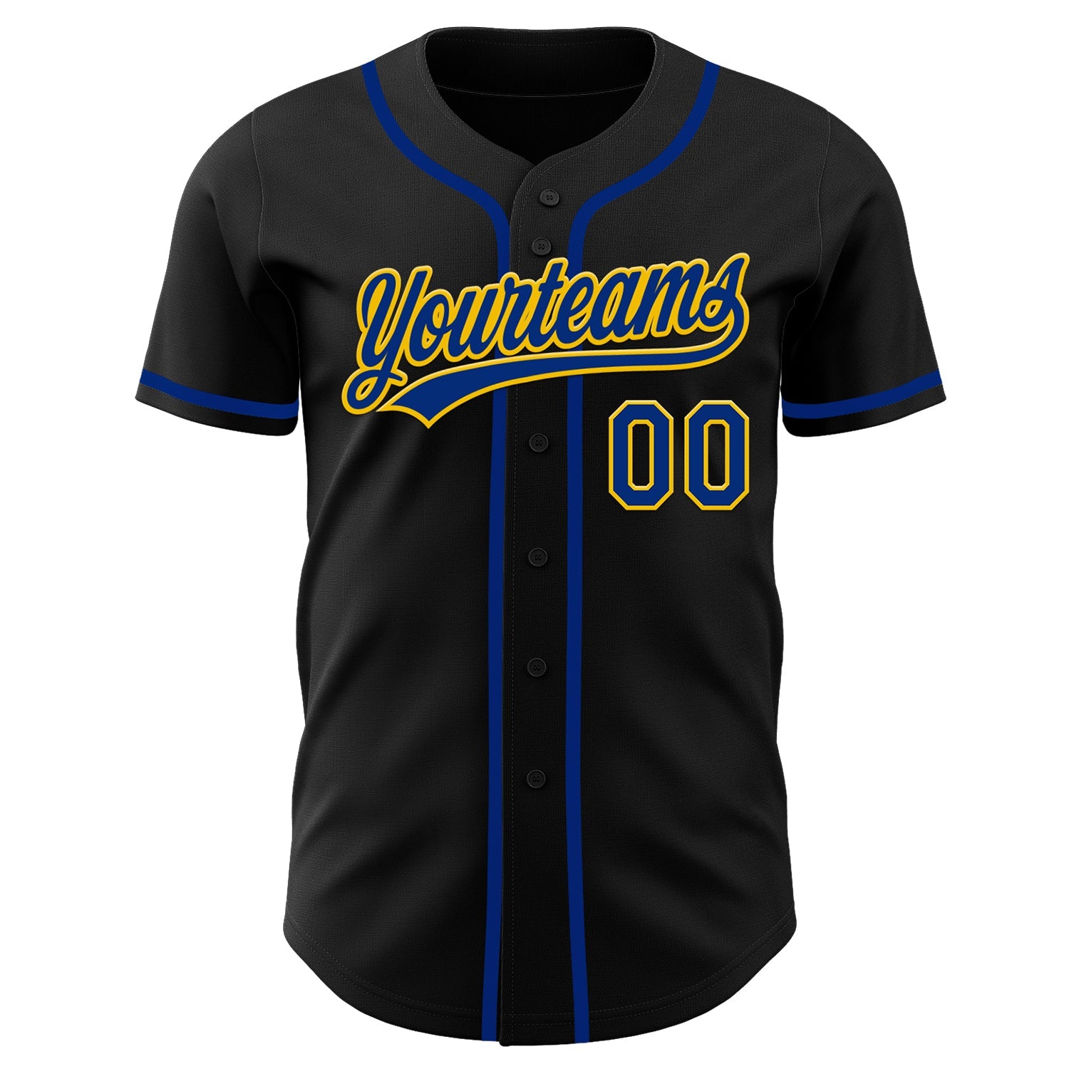 Custom Black Royal-Yellow Authentic Baseball Jersey - Sky-Custom