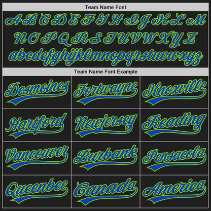 Custom Black Neon Green Pinstripe Thunder Blue Authentic Baseball Jersey - Sky-Custom