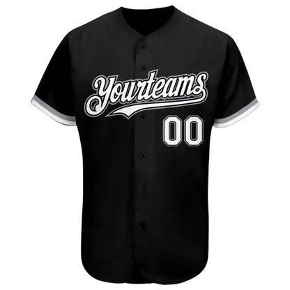 Custom Black White-Gray Authentic Baseball Jersey - Sky-Custom