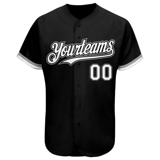 Custom Black White-Gray Authentic Baseball Jersey - Sky-Custom