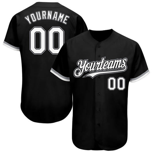 Custom Black White-Gray Authentic Baseball Jersey - Sky-Custom