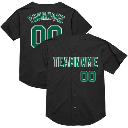 Custom Black Kelly Green-White Mesh Authentic Throwback Baseball Jersey - Sky-Custom