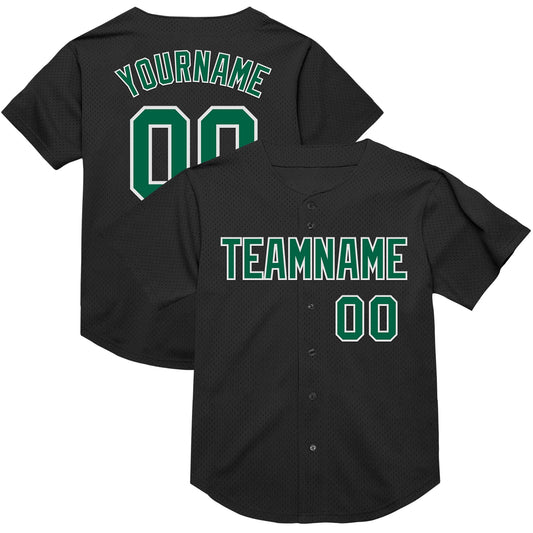 Custom Black Kelly Green-White Mesh Authentic Throwback Baseball Jersey - Sky-Custom