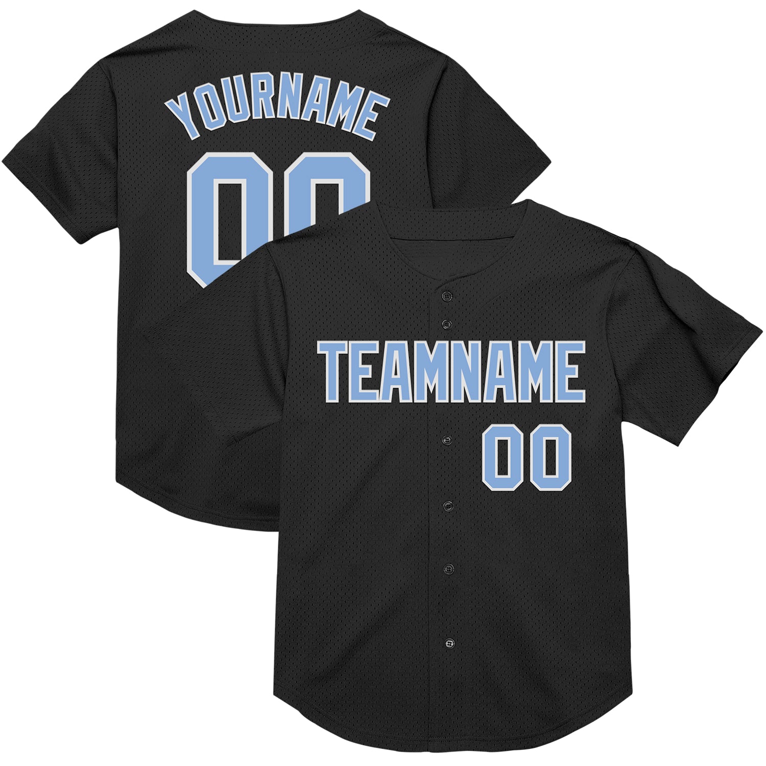 Custom Black Light Blue-White Mesh Authentic Throwback Baseball Jersey - Sky-Custom