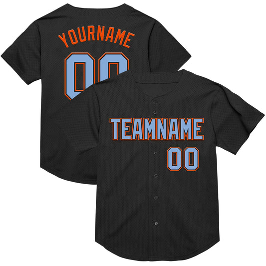 Custom Black Light Blue-Orange Mesh Authentic Throwback Baseball Jersey - Sky-Custom