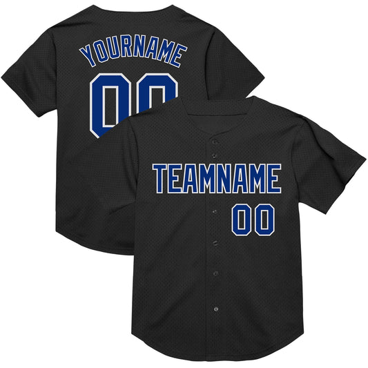 Custom Black Royal-White Mesh Authentic Throwback Baseball Jersey - Sky-Custom