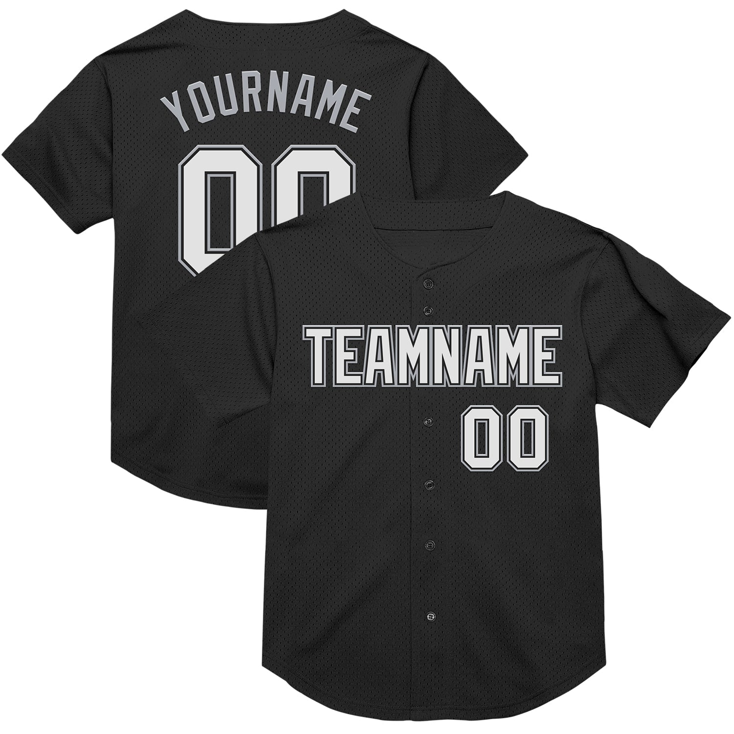 Custom Black White-Gray Mesh Authentic Throwback Baseball Jersey - Sky-Custom