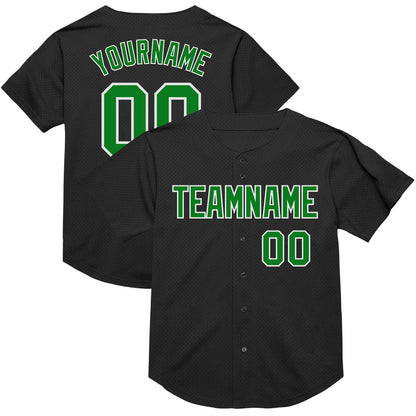 Custom Black Grass Green-White Mesh Authentic Throwback Baseball Jersey - Sky-Custom