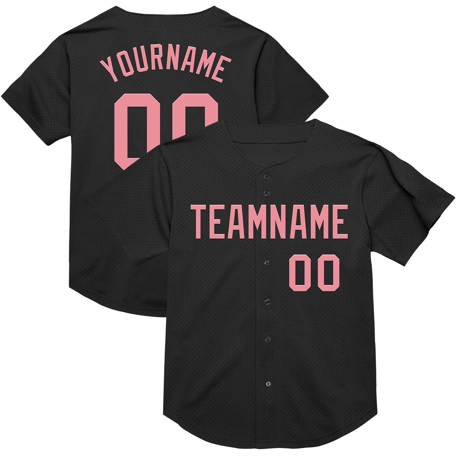 Custom Black Medium Pink Mesh Authentic Throwback Baseball Jersey - Sky-Custom