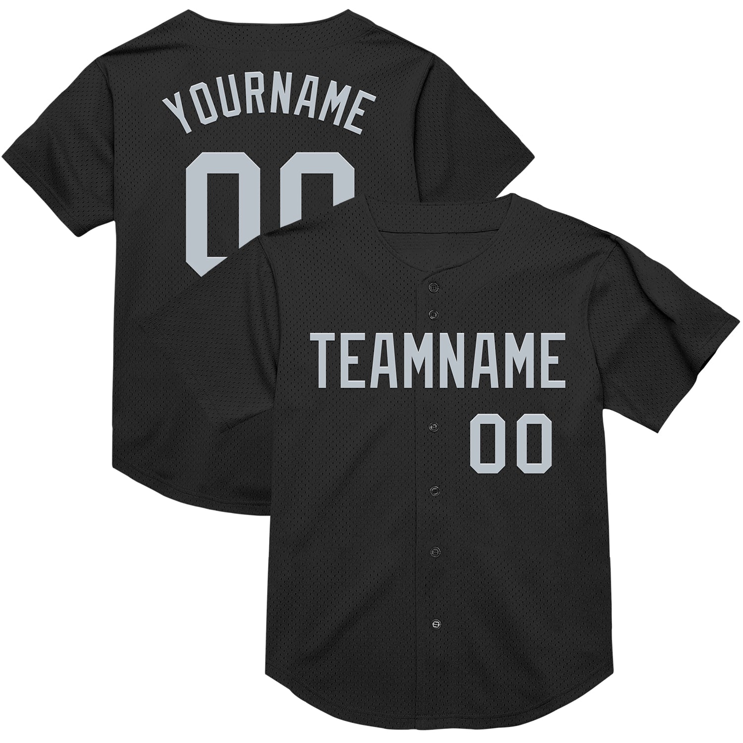 Custom Black Silver Mesh Authentic Throwback Baseball Jersey - Sky-Custom