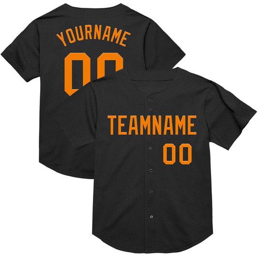 Custom Black Bay Orange Mesh Authentic Throwback Baseball Jersey - Sky-Custom