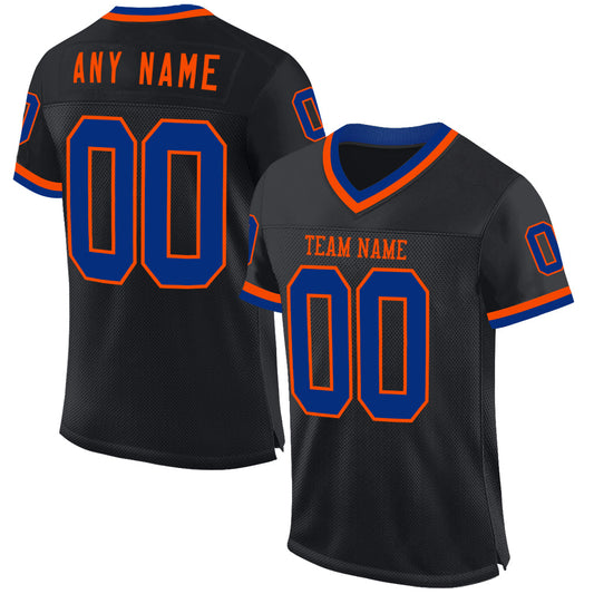 Custom Black Royal-Orange Mesh Authentic Throwback Football Jersey - Sky-Custom