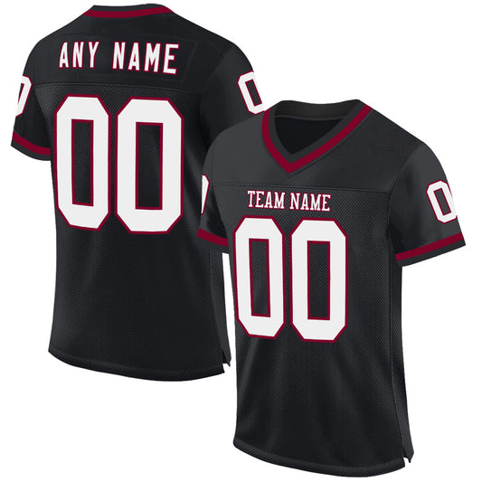 Custom Black White-Maroon Mesh Authentic Throwback Football Jersey - Sky-Custom